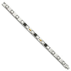 Chisel Stainless Steel Polished Yellow IP-plated with Black Carbon Fiber Inlay 9.5 inch Link Bracelet