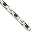 Chisel Stainless Steel Polished Yellow IP-plated with Black Carbon Fiber Inlay 9.5 inch Link Bracelet