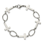 Stainless Steel Polished Cross 7.75in Bracelet