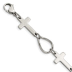 Stainless Steel Polished Cross 7.75in Bracelet