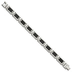 Chisel Stainless Steel Polished with Black Carbon Fiber Inlay 9.25 inch Link Bracelet