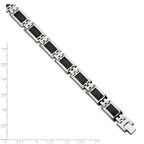 Chisel Stainless Steel Polished with Black Carbon Fiber Inlay 9.25 inch Link Bracelet