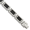 Chisel Stainless Steel Polished with Black Carbon Fiber Inlay 9.25 inch Link Bracelet