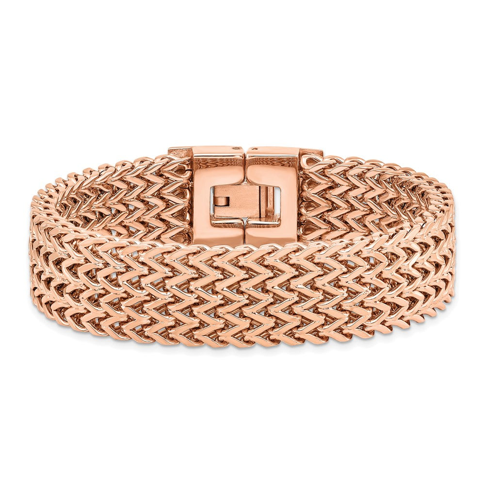 Stainless Steel Brushed Rose IP-plated Woven 7.5in Bracelet