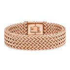 Stainless Steel Brushed Rose IP-plated Woven 7.5in Bracelet