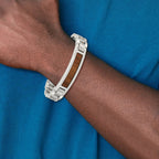 Chisel Stainless Steel Brushed and Polished Enameled with Koa Wood Inlay 8.5in Link ID Bracelet