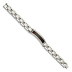 Chisel Stainless Steel Polished Enameled Black Koa Wood 8.5 inch Link ID Bracelet