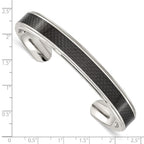 Chisel Stainless Steel Polished with Black Carbon Fiber Inlay Cuff Bangle