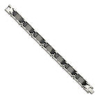 Chisel Stainless Steel Polished Mesh with Black Ceramic 8.25 inch Link Bracelet