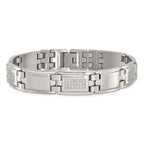 Chisel Stainless Steel Polished and Matte with 3/4 carat Diamond 8.75 inch Bracelet