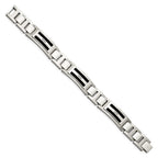 Chisel Stainless Steel Polished and Matte Black IP-plated with .05 carat Diamond 8.75 inch Bracelet