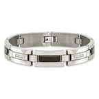 Chisel Stainless Steel Polished Black IP-plated with 1/4 carat Diamond 8.5 inch Bracelet