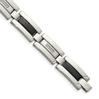 Chisel Stainless Steel Polished Black IP-plated with 1/4 carat Diamond 8.5 inch Bracelet