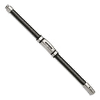 Chisel Stainless Steel Polished Black IP-plated with 1/10 carat Black Diamond 8.5 inch Bracelet