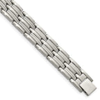 Chisel Stainless Steel Brushed Polished and Textured 8.75 inch Link Bracelet