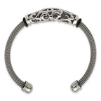 Stainless Steel Polished Mesh w/Black Rubber Bangle