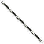 Stainless Steel Polished and Brushed Black IP-plated 8.25in Bracelet