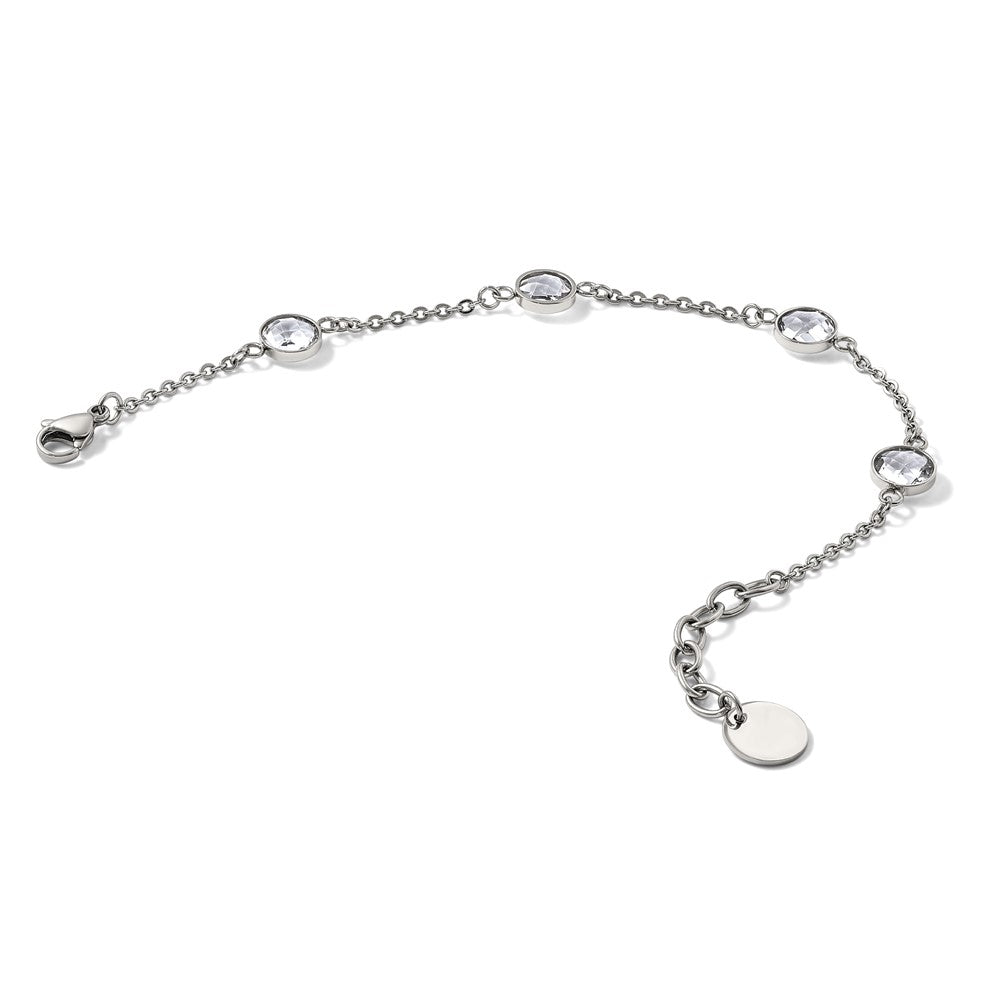Chisel Stainless Steel Polished with Glass 6.5 inch Bracelet with 1.25 inch Extension