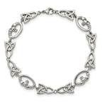 Chisel Stainless Steel Polished 7.75 inch Claddagh and Trinity Knot Bracelet