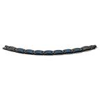 Chisel Stainless Steel Polished Black IP-plated with Blue Carbon Fiber Inlay 8.25 inch Link Bracelet