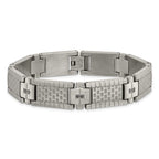 Stainless Steel Antiqued and Brushed with CZ 8.25in Bracelet
