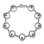 Stainless Steel Polished Claddagh 7.25in Bracelet