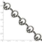 Stainless Steel Polished Claddagh 7.25in Bracelet