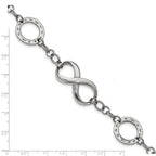 Stainless Steel Polished Infinity Symbol and Anchor 7in Bracelet