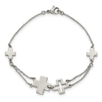 Stainless Steel Polished Cross 7.5in Bracelet