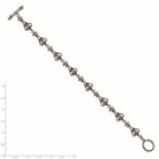 Stainless Steel Antiqued and Polished Crown Bracelet