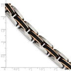 Chisel Stainless Steel Polished Black and Rose IP-plated 8.5 inch Link Bracelet