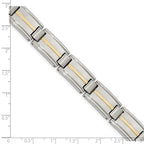 Chisel Stainless Steel with 14k Gold Accent Brushed and Polished 8.75 inch Link Bracelet