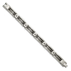 Stainless Steel Polished Black IP-plated with Black CZ 8.5in Bracelet