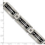 Stainless Steel Polished Black IP-plated with Black CZ 8.5in Bracelet