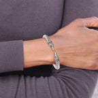 Stainless Steel Antiqued and Polished Eagle Cuff Bangle
