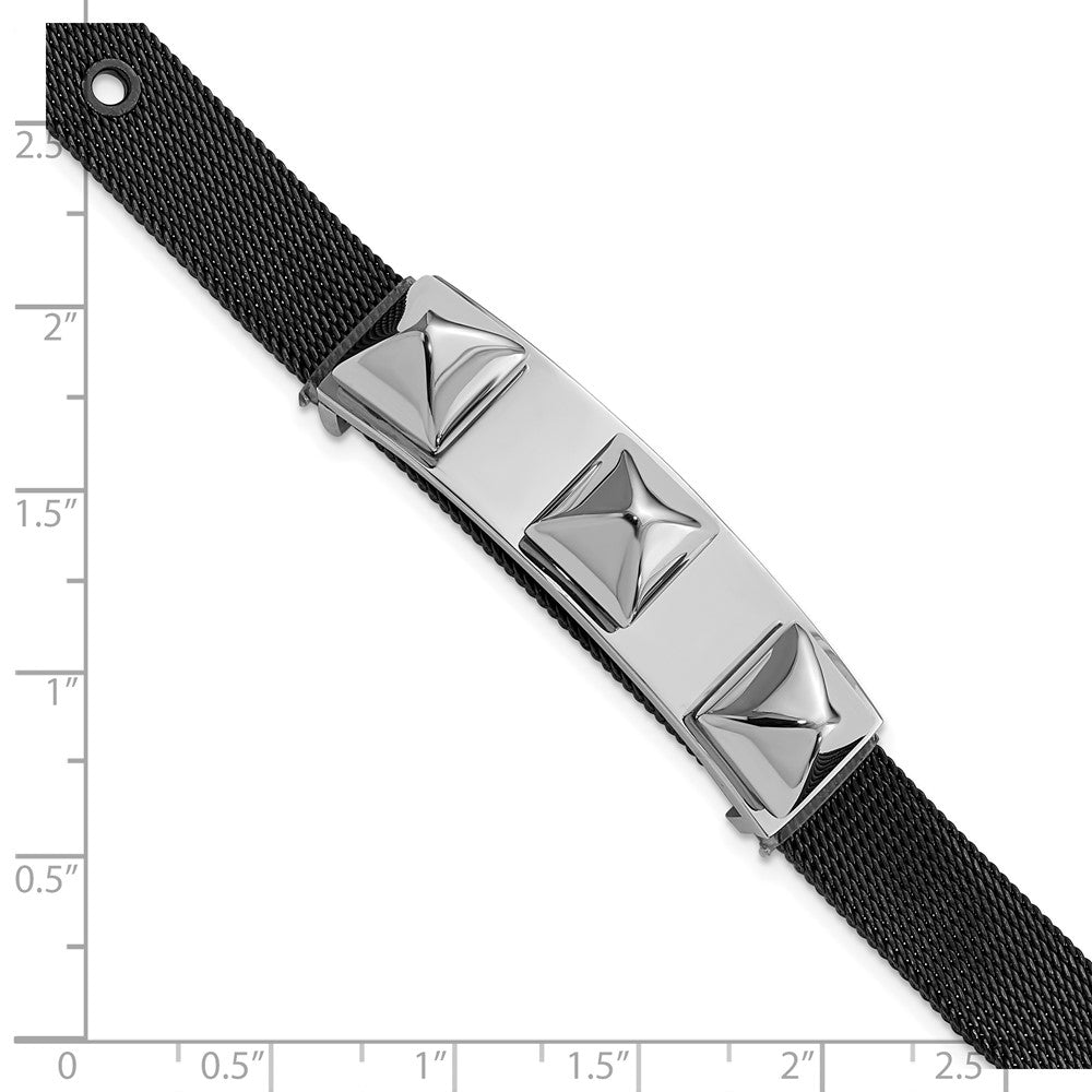 Stainless Steel & Black IP-plated Polished Mesh Spike Bracelet