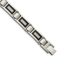 Chisel Stainless Steel Brushed and Polished with CZ and Black Carbon Fiber Inlay 8.75 inch Link Bracelet