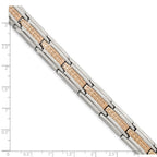 Chisel Stainless Steel Polished and Textured Rose IP-plated 8.5 inch Link Bracelet