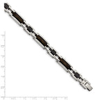 Chisel Stainless Steel Polished Black IP-plated with Solid Black Carbon Fiber 8.25 inch Link Bracelet