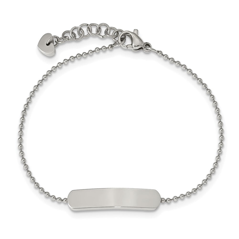 Stainless Steel Polished 7in w/1 inch ext. ID Bracelet