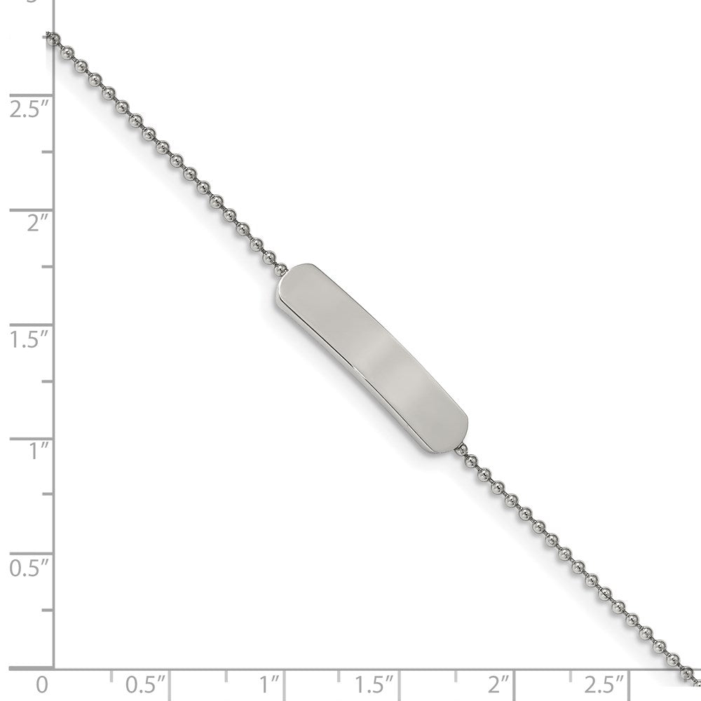 Stainless Steel Polished 7in w/1 inch ext. ID Bracelet