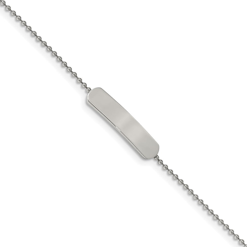 Stainless Steel Polished 7in w/1 inch ext. ID Bracelet
