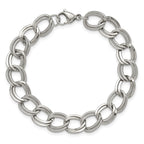 Chisel Stainless Steel Polished and Textured Link Bracelet