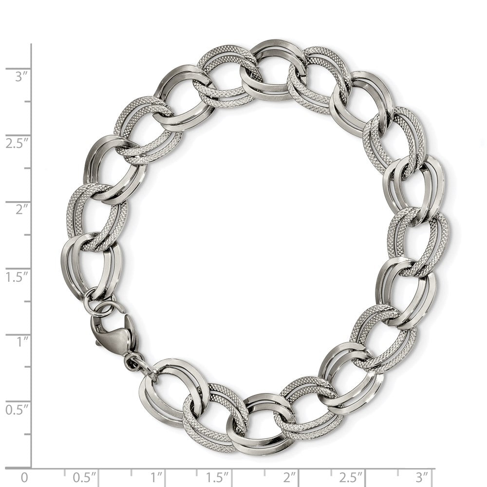 Chisel Stainless Steel Polished and Textured Link Bracelet