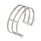 Stainless Steel Polished CZ Cuff Bangle
