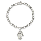 Chisel Stainless Steel Polished Chamseh/Hamsa 7 inch Bracelet