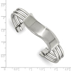 Stainless Steel Polished Waved ID Cuff Bangle
