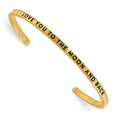 Chisel Stainless Steel Polished and Enameled Yellow IP-plated with Crystal LOVE YOU TO THE MOON AND BACK 3mm Cuff Bangle