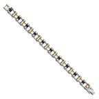 Chisel Stainless Steel Polished Yellow IP-plated with Black Rubber 8.75 inch Bracelet