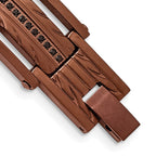 Chisel Stainless Steel Brushed and Textured Brown IP-plated with Black CZ 8.25 inch Link Bracelet